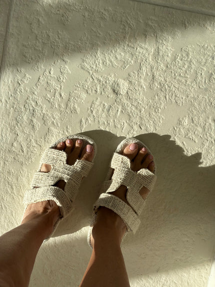 H Slide White Cotton