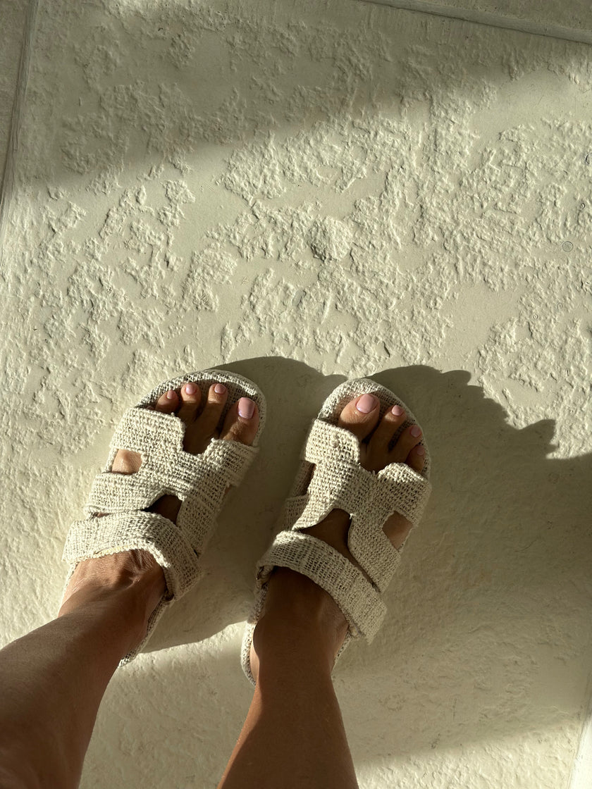 H Slide White Cotton