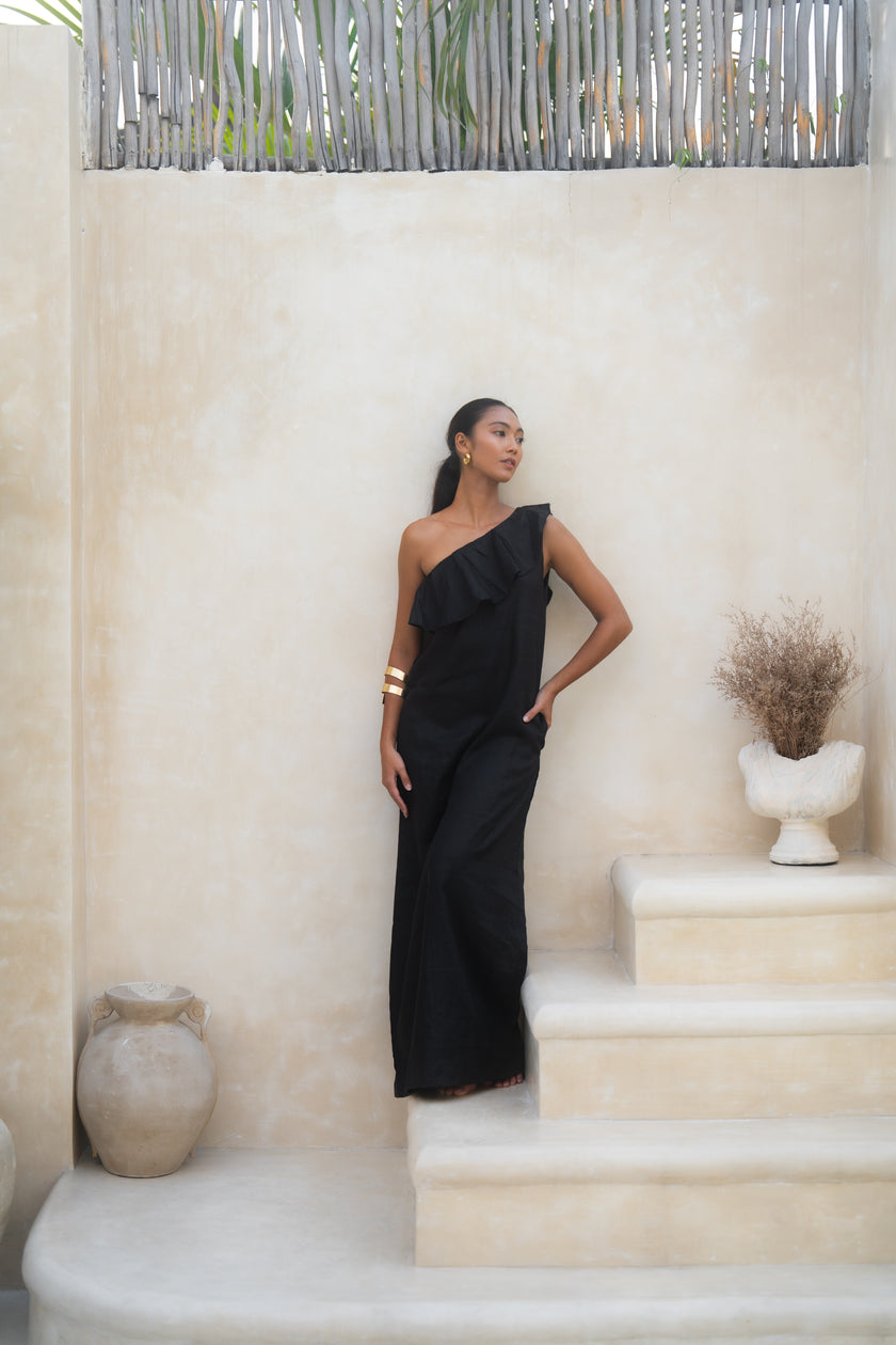 The athena one shoulder maxi
