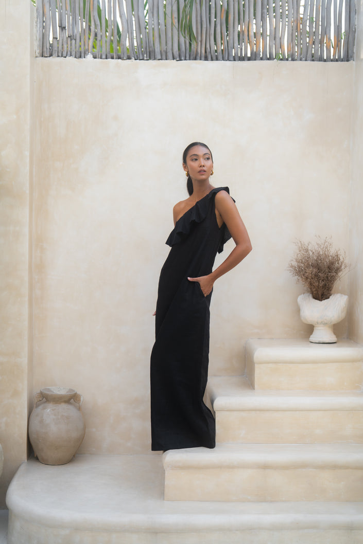 The athena one shoulder maxi