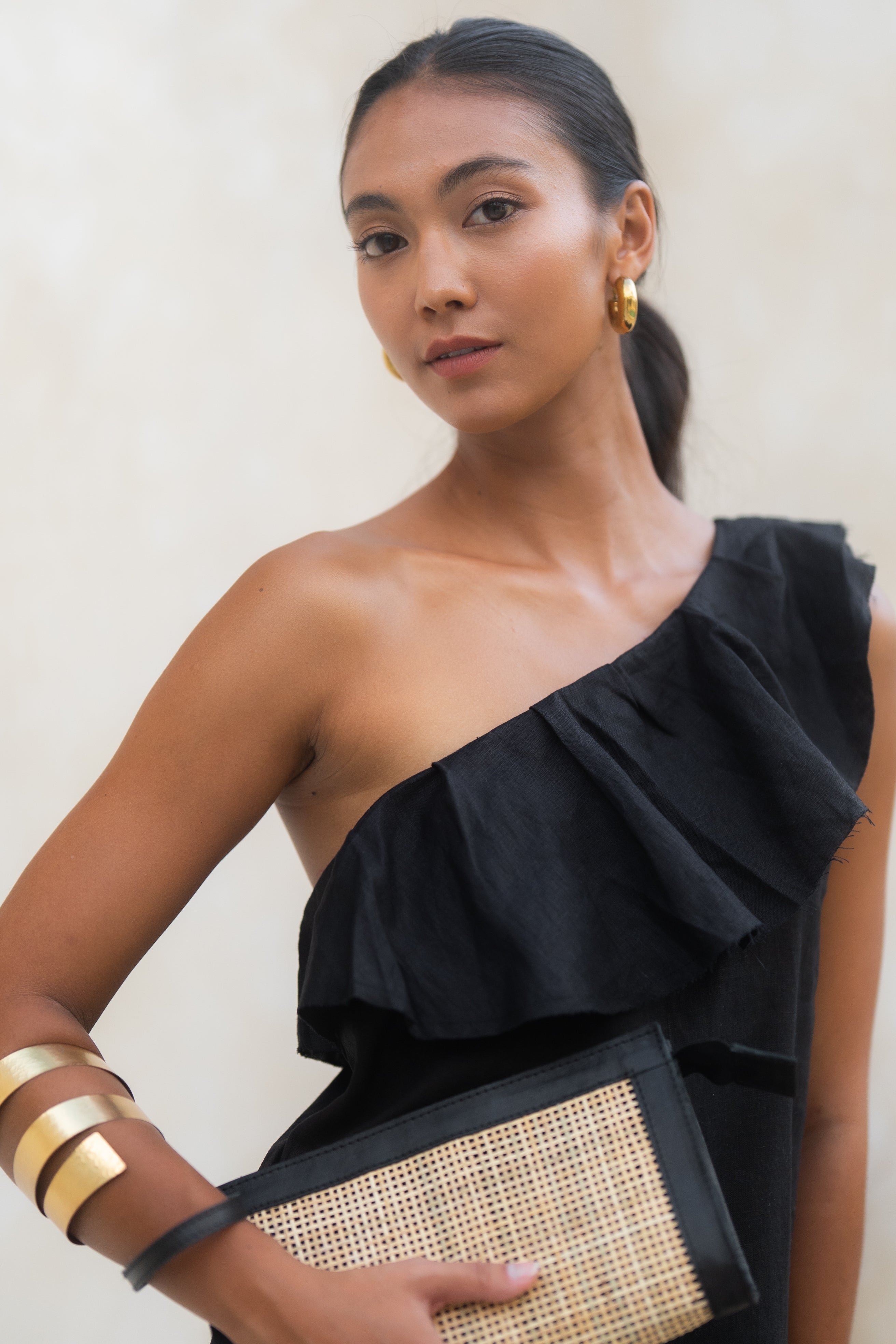 The athena one shoulder maxi