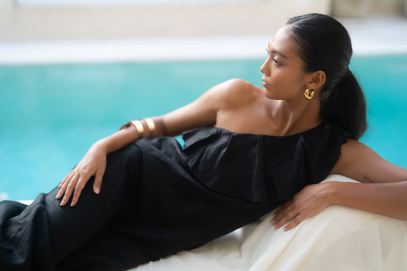 The athena one shoulder maxi