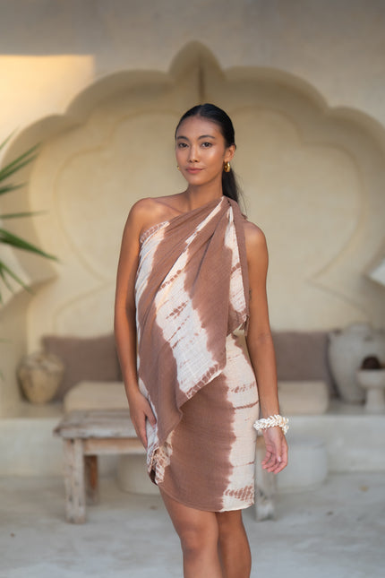 Cotton Sarong - Brown and Cream