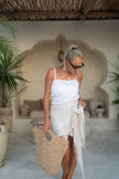 Cotton Sarong - Cream and Beige Stripe