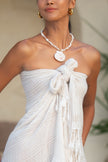Cotton Sarong - Cream and Beige Stripe